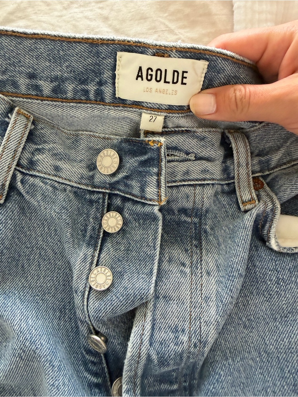 Agolde Light Blue High-Rise Button-Fly Jeans